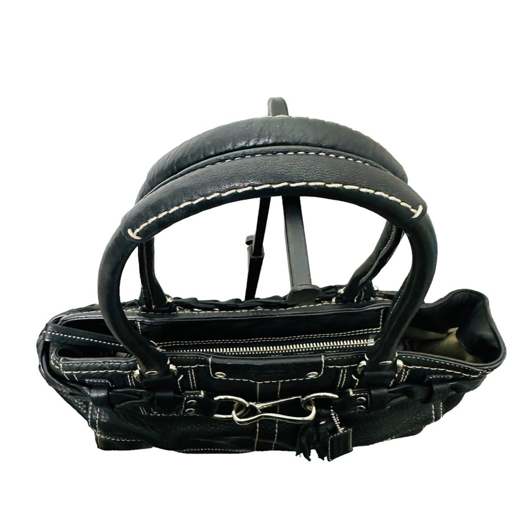 COACH Hampton F13084 Braided Trim Tassle Black Pebble Leather Handbag - Picture 9 of 13